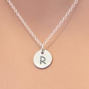 Sterling Silver Tiny Capital R Charm Necklace